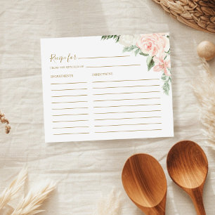 Boho-Blumen-Brautparty-Rezeptkarte in Rosa