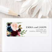 Boho-Blumen-Burgunder-Rosafarben-Rücksende-Adresse (Insitu)