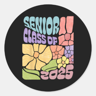 Boho-Blumen Cl von 2025 Senior 2025 Abschluss 25 Z Runder Aufkleber