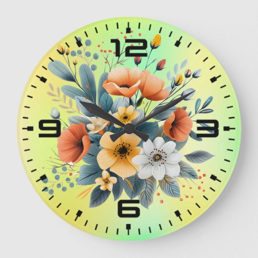 Boho-Blumen-Cliparts zum Muttertag-61983 Große Wanduhr (Vorderseite)