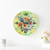 Boho-Blumen-Cliparts zum Muttertag-61983 Große Wanduhr (Zuhause)