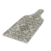 Boho-Blumen-Damaskus-Linienkunst, Schwarz auf Beig Schneidebrett (Ecke)