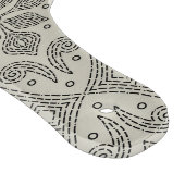 Boho-Blumen-Damaskus-Linienkunst, Schwarz auf Beig Schneidebrett (Ecke)
