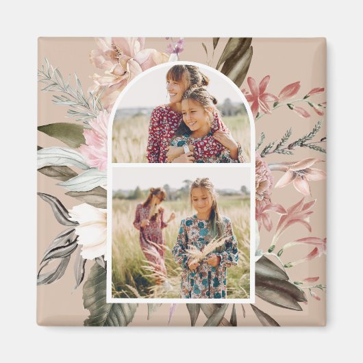 Boho-Blumen-Doppel-Foto Magnet (Vorne)