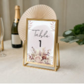 Boho-Blumen Dusty Rose Wasserfarbenkarte Tischnummer