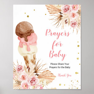 Boho-Blumen-Eiscreme-Gebete für Baby  Poster