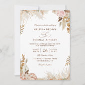 Boho-Blumen Elegant Moderne Budget- QR-Code-Hochze Einladung (Vorderseite)