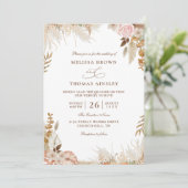 Boho-Blumen Elegant Moderne Budget- QR-Code-Hochze Einladung (Stehend Vorderseite)