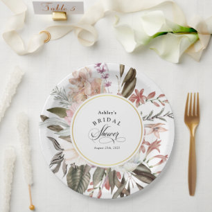 Boho Blumen Fantasy Wasserfarben Brautparty Pappteller