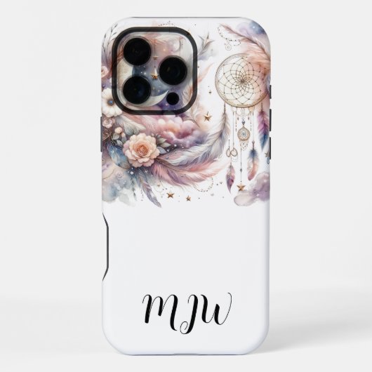 Boho-Blumen-Feder-iPhone/iPad-Hülle iPhone Hülle (Rückseite)