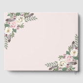 Boho-Blumen-Feder-Rosa-Hochzeitsmonogramm Gästebuch (Rückseite)