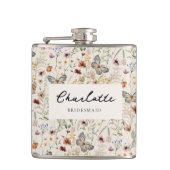 Boho-Blumen-Flasche Flachmann (Vorderseite)