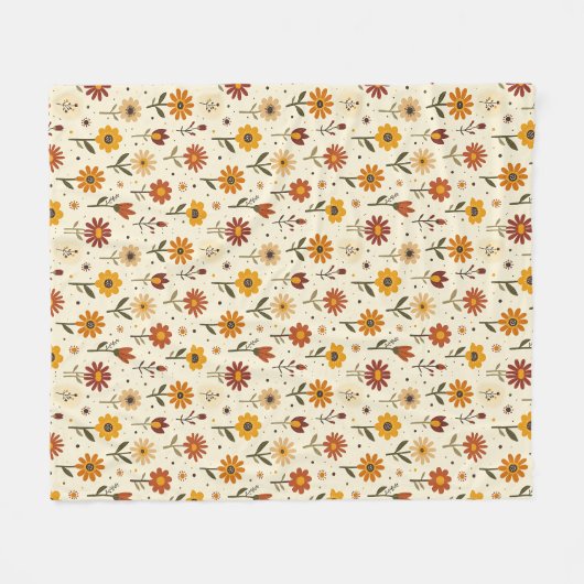 Boho-Blumen Fleecedecke (Vorderseite (Horizontal))