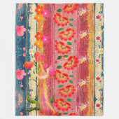 Boho-Blumen-Fliesblanke Fleecedecke (Vorderseite)