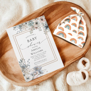 Boho Blumen Florale Wildblumen Rustikale Babyparty Einladung