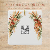 Boho-Blumen-Foto-QR-Code-Ornament | Personalisiert Keramikornament
