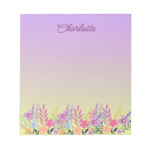 Boho-Blumen Frühlingsblumen Rosa Gelb Lila Wasser Notizblock