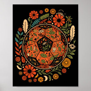 Boho-Blumen-Fußball Poster