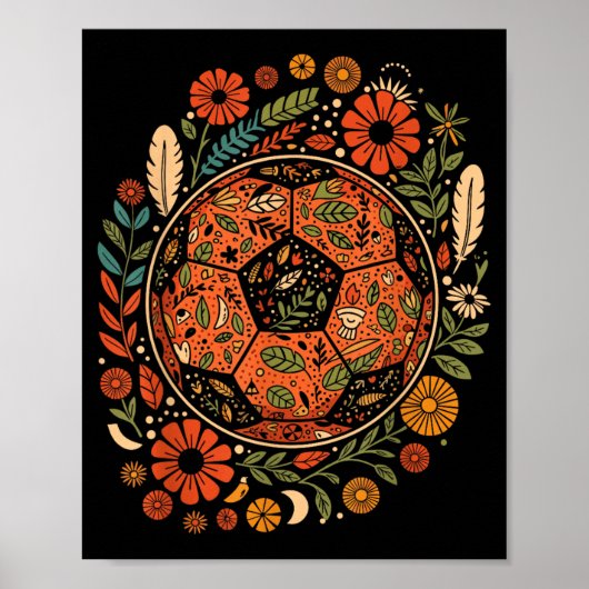 Boho-Blumen-Fußball Poster (Vorne)