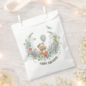 Boho-Blumen-Geburtstagsbär Geschenktütchen (Ausgeschnitten)