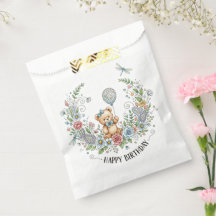 Boho-Blumen-Geburtstagsbär
