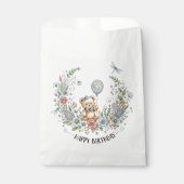 Boho-Blumen-Geburtstagsbär Geschenktütchen (Vorderseite)