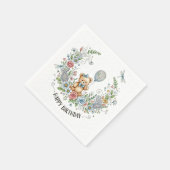 Boho-Blumen-Geburtstagsbär Serviette (Ecke)