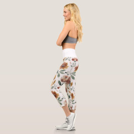 Boho-Blumen-Geometrie – Erdige Wildblume Capri Leggings