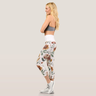 Boho-Blumen-Geometrie – Erdige Wildblume Capri Leggings