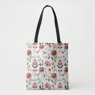 Boho-Blumen-Geometrie – Erdige Wildblumen-Muster Tasche