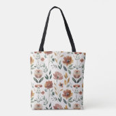 Boho-Blumen-Geometrie – Erdige Wildblumen-Muster Tasche (Rückseite)