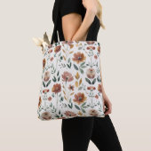 Boho-Blumen-Geometrie – Erdige Wildblumen-Muster Tasche (Von Nahem)