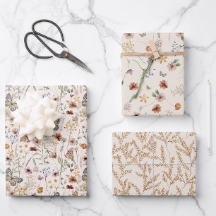 Boho-Blumen-Geschenkpapier Geschenkpapier Set