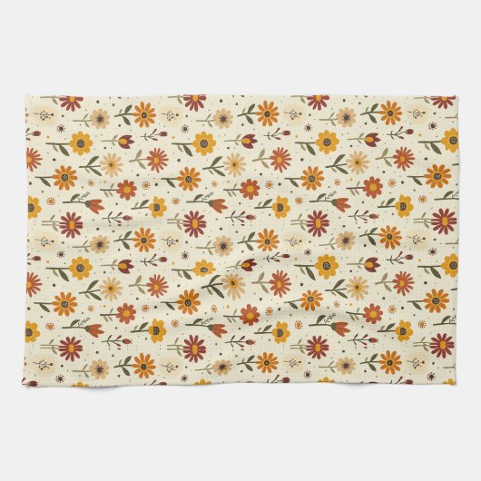Boho-Blumen Geschirrtuch (Horizontal)
