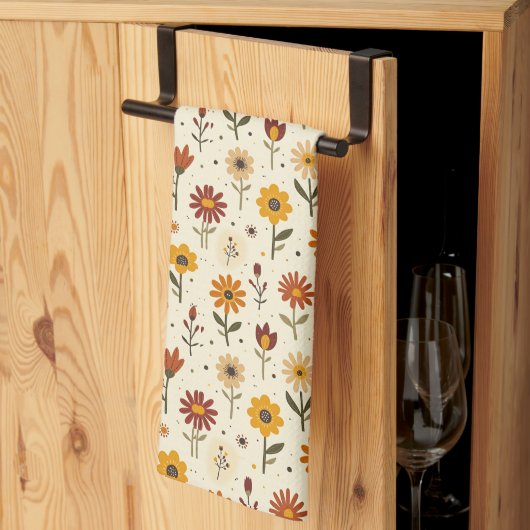 Boho-Blumen Geschirrtuch (Drittel gefaltet)