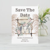 Boho-Blumen-Geweih-Hirsch-Schädel-Stammes-Pampas Save The Date (Stehend Vorderseite)