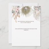 Boho-Blumen-Geweih-Hirsch-Schädel-Stammes-Pampas Save The Date (Rückseite)