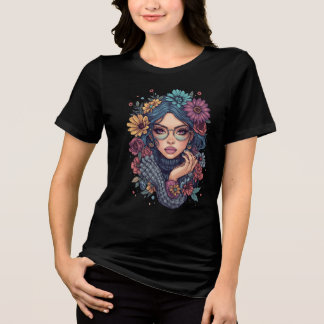 Boho-Blumen-Girl-T-Shirt Tri-Blend Shirt