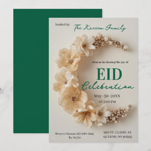 Boho-Blumen-Halbmond-Eid-Party-Einladung  Einladung