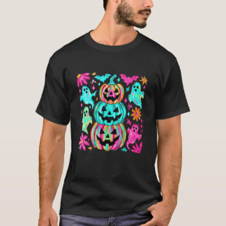 Boho-Blumen-Halloween-Kürbis-Geist-Herbstsaison  T-Shirt