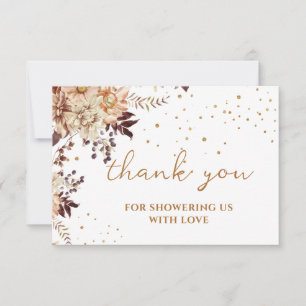 Boho-Blumen Herbst-Braut-Thank-you-Karte Dankeskarte