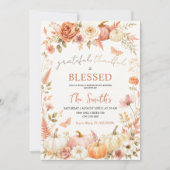 Boho-Blumen Herbst Dankbar Dankbar Gesegnet Einladung (Vorderseite)
