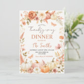 Boho-Blumen-Herbst-Dankfest-Einladung Einladung (Stehend Vorderseite)