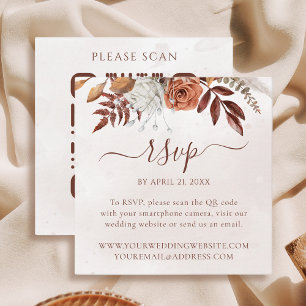 Boho-Blumen-Herbst-Hochzeitswebsite QR-Code RSVP Begleitkarte