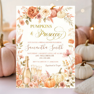 Boho-Blumen-Herbst-Kürbis-und-Prosecco-Braut Einladung