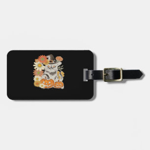 Boho-Blumen-Herbst-Schwarze-Katze-Halloween-Essent Gepäckanhänger