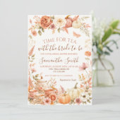 Boho-Blumen-Herbst-Teestunde mit der Braut Einladung (Stehend Vorderseite)