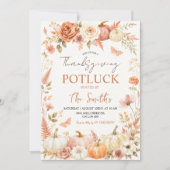Boho-Blumen-Herbst-Thanksgiving-Potluck-Einladung Einladung (Vorderseite)