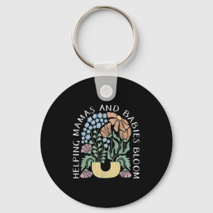 Boho-Blumen-Hilfe Mamas & Babys blühen Doula B Schlüsselanhänger