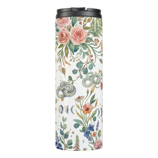 Boho-Blumen-Himmelsmond & Schlangen Botanik Thermosbecher (Rückseite)